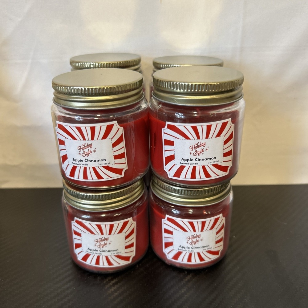 8‎ Pack Holiday Style Apple Cinnamon Scented Candles 3oz NEW